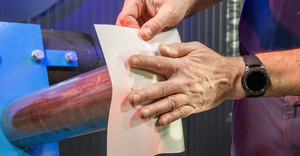 Montaje Papel solubles en agua de purga